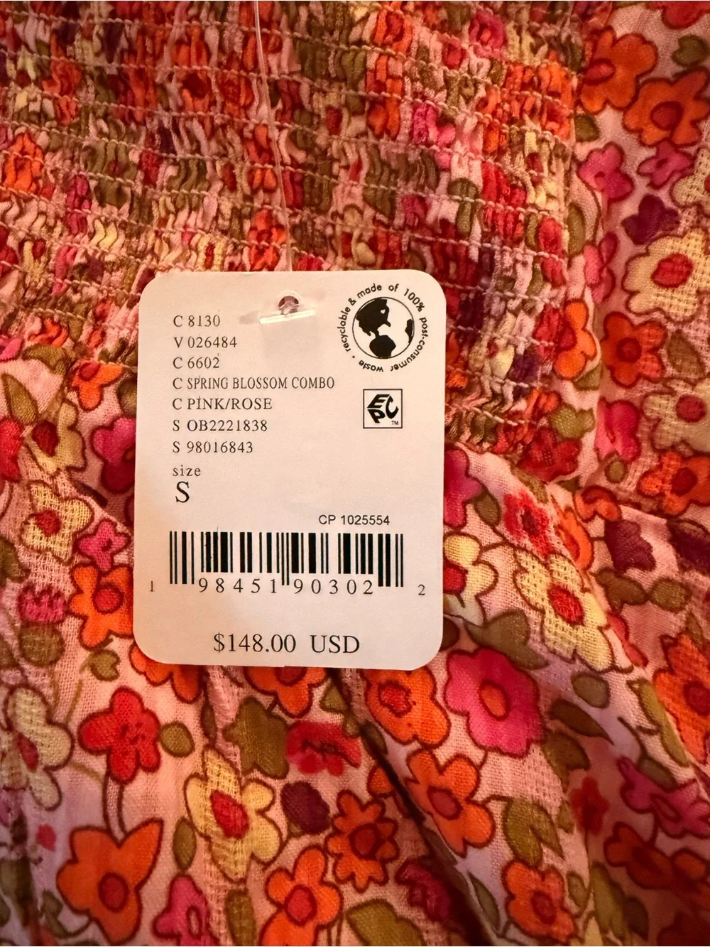 Free People copper tag spring blossom combo 2pc set